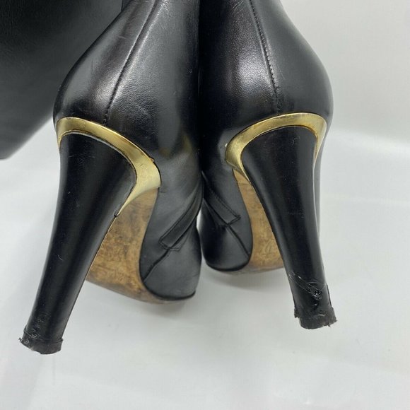 JIMMY CHOO Black Leather Knee high boots 7.5 - Picture 6 of 12